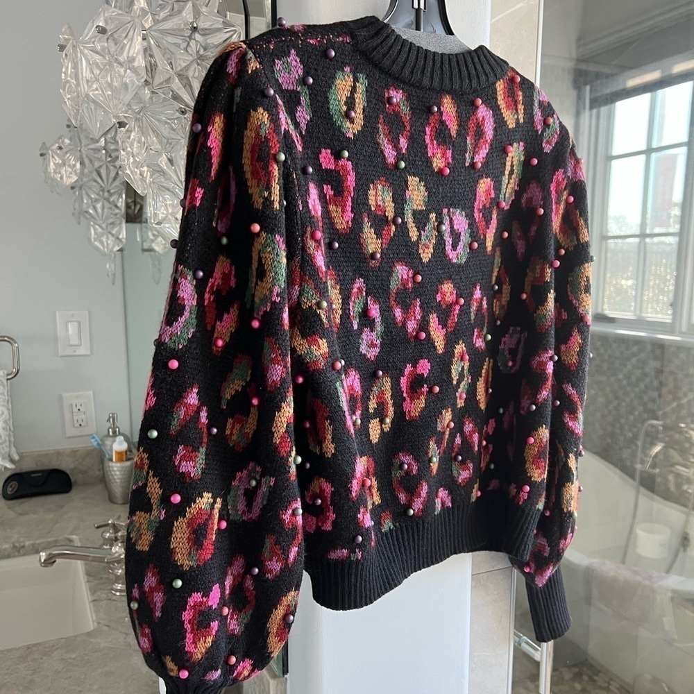 Farm Rio Beaded Leopard Pattern Sweater - Picture 11 of 13